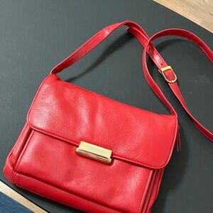 Elegant Red Crossbody Bag with Gold Clasp